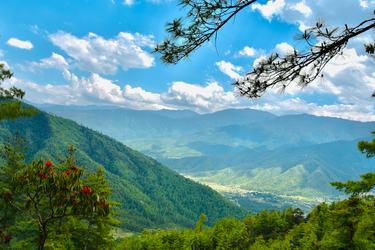 View of mountains in Bhutan